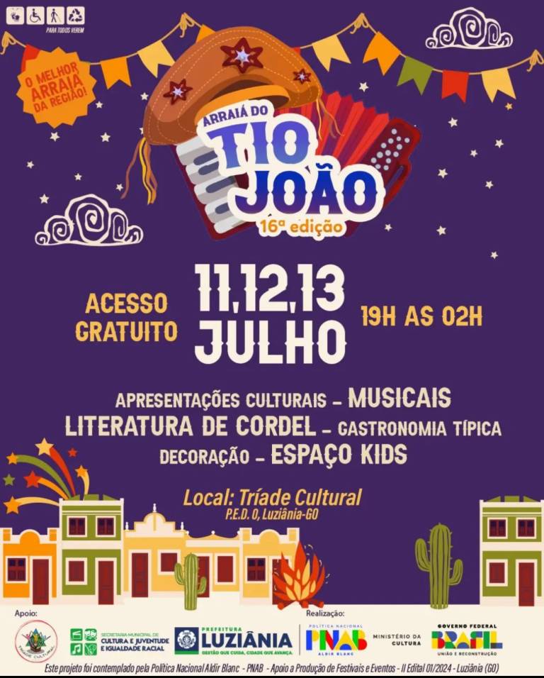 Arraiá do Tio João chega à sua 16ª edição com festa gratuita em Luziânia