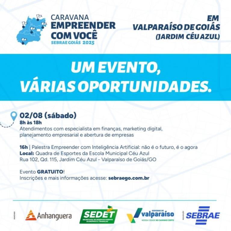 Caravana “EMPREENDER COM VOCÊ”, do Sebrae Goiás, chega a Valparaíso